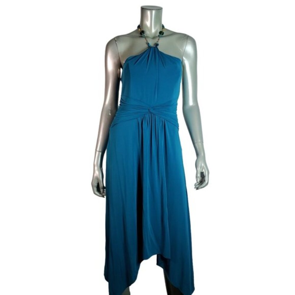 Laundry by Shelliβ Segal Midi Sz 8 Strapless Turquise Blue Side Zip Stretch Blue